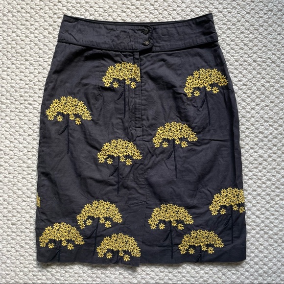 Grey cotton miniskirt with embroidered flowers - Picture 7 of 14